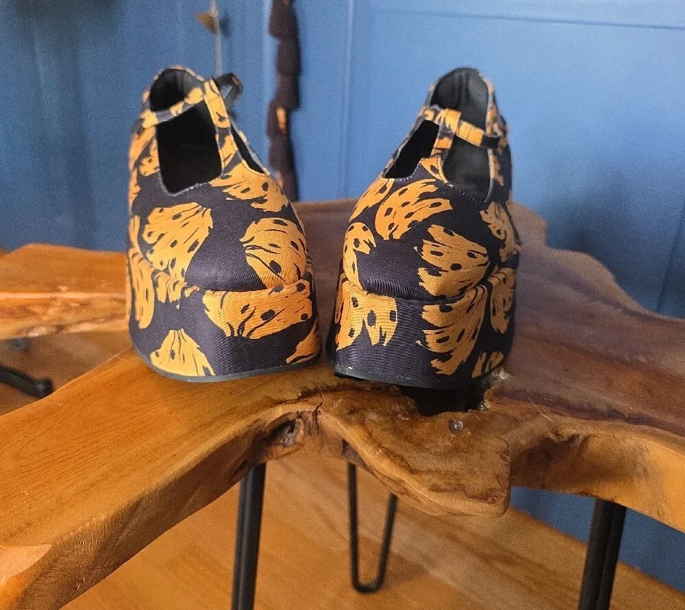 Title:FARM Rio Black Bananica Bunch Platform Mary Jane Ballerina Flats NWOT